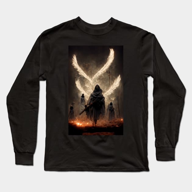 Fallen Angel With Savage Weapons Long Sleeve T-Shirt by BarrySullivan